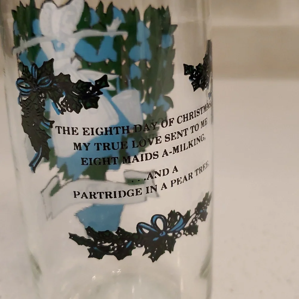 Vintage 12 Days of Christmas 8th Day Glass